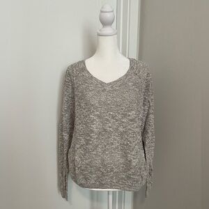 Nordstrom Knitted V-Neck Grey Raglan Sleeve Sweater